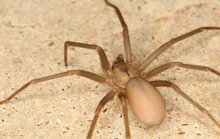 Brown Recluse Spider Crawling On Bathroom Tile